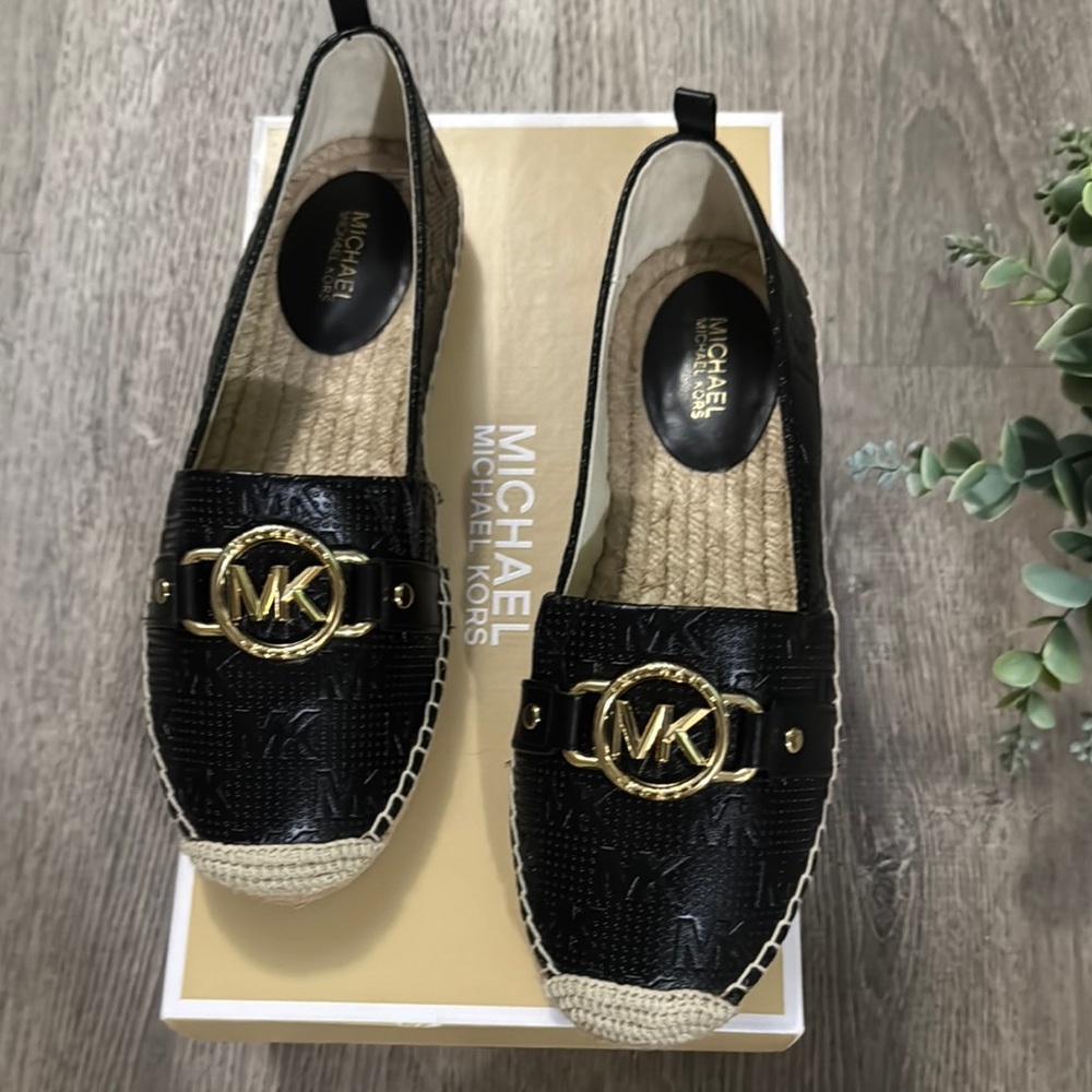 Michael Kors Black Espadrille Flats - Picture 1 of 4